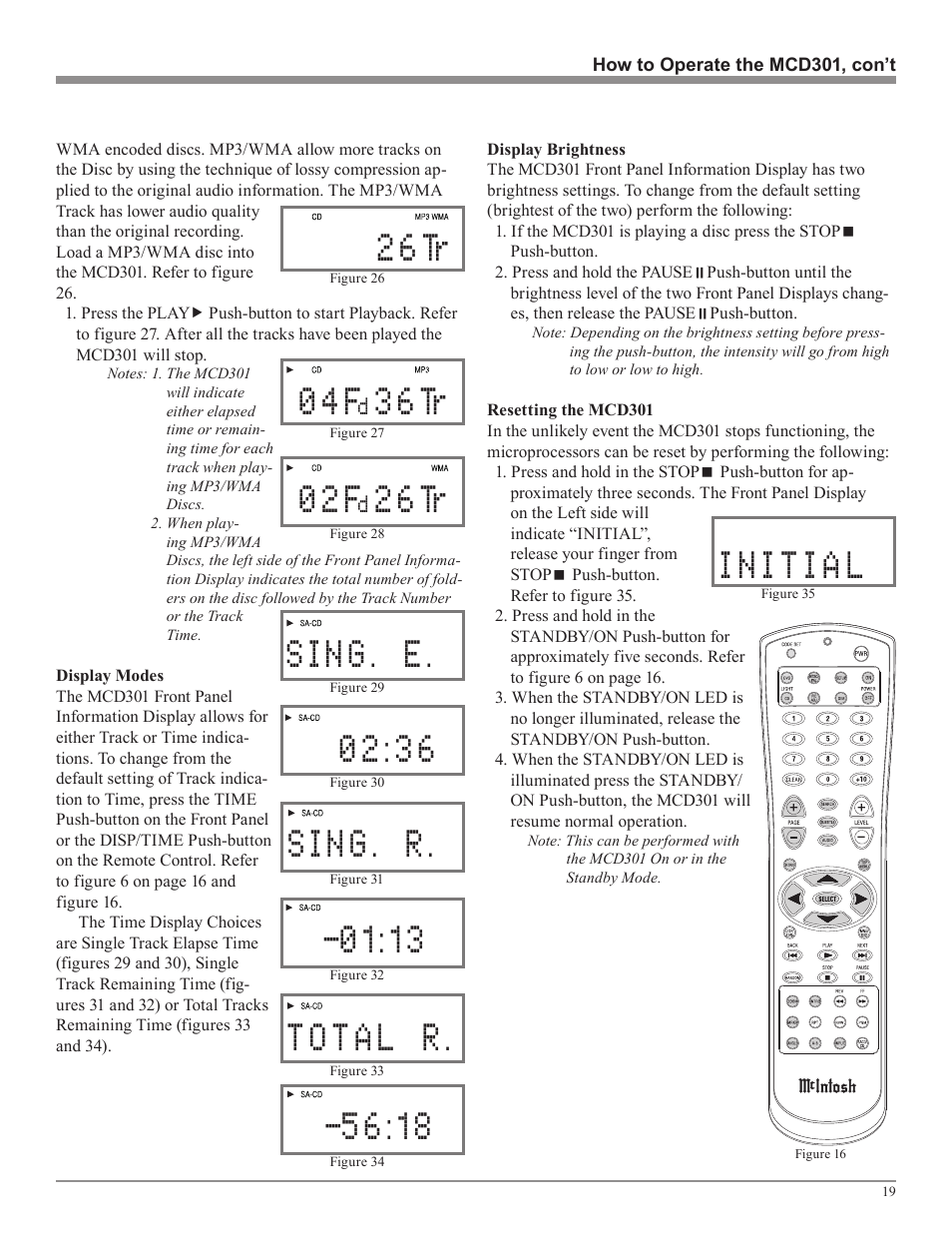 2 6 tr, 0 4 f, 3 6 tr | 0 2 f | McIntosh MCD301 User Manual | Page 19 / 24