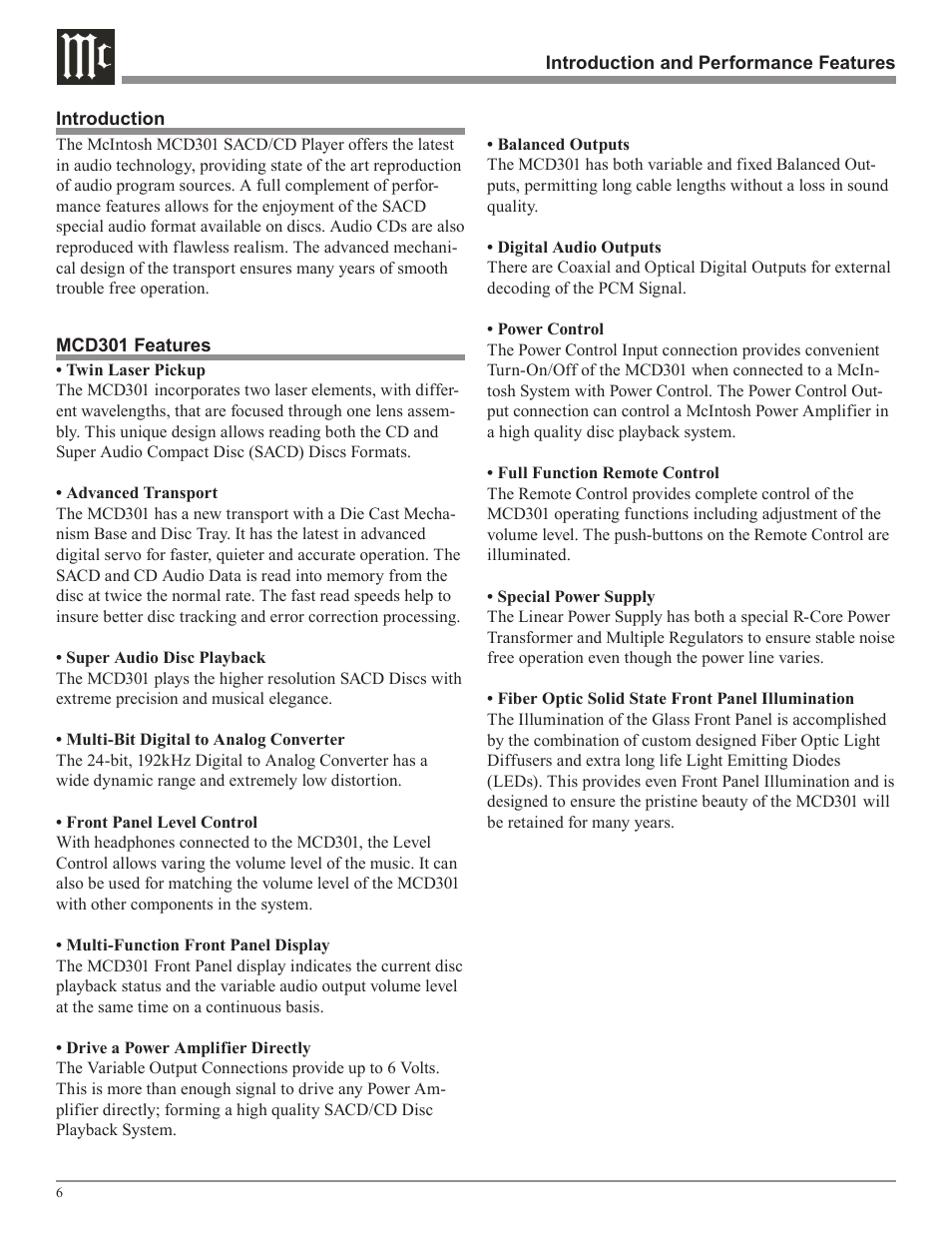 McIntosh MCD301 User Manual | Page 6 / 24