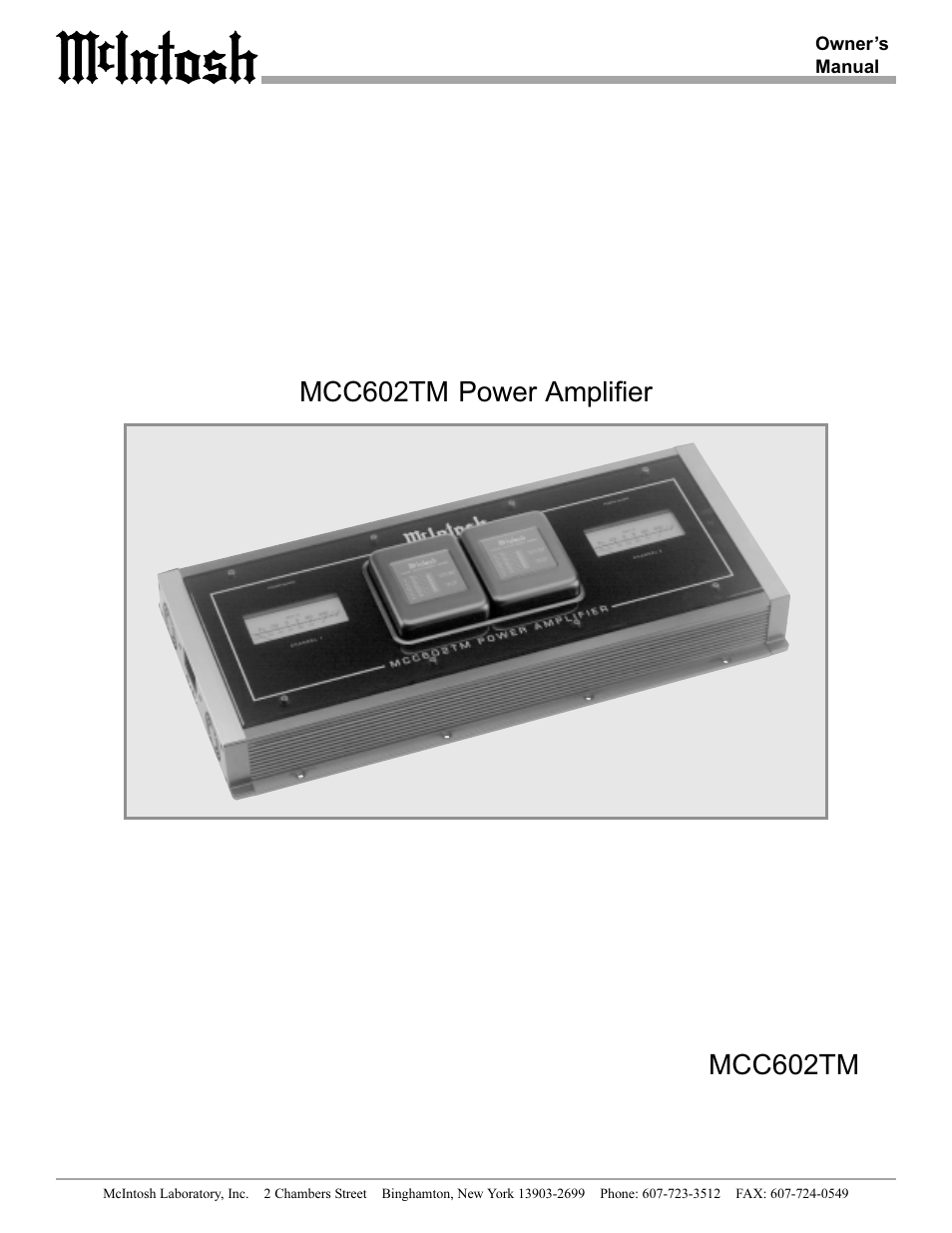 McIntosh MCC602TM User Manual | 20 pages