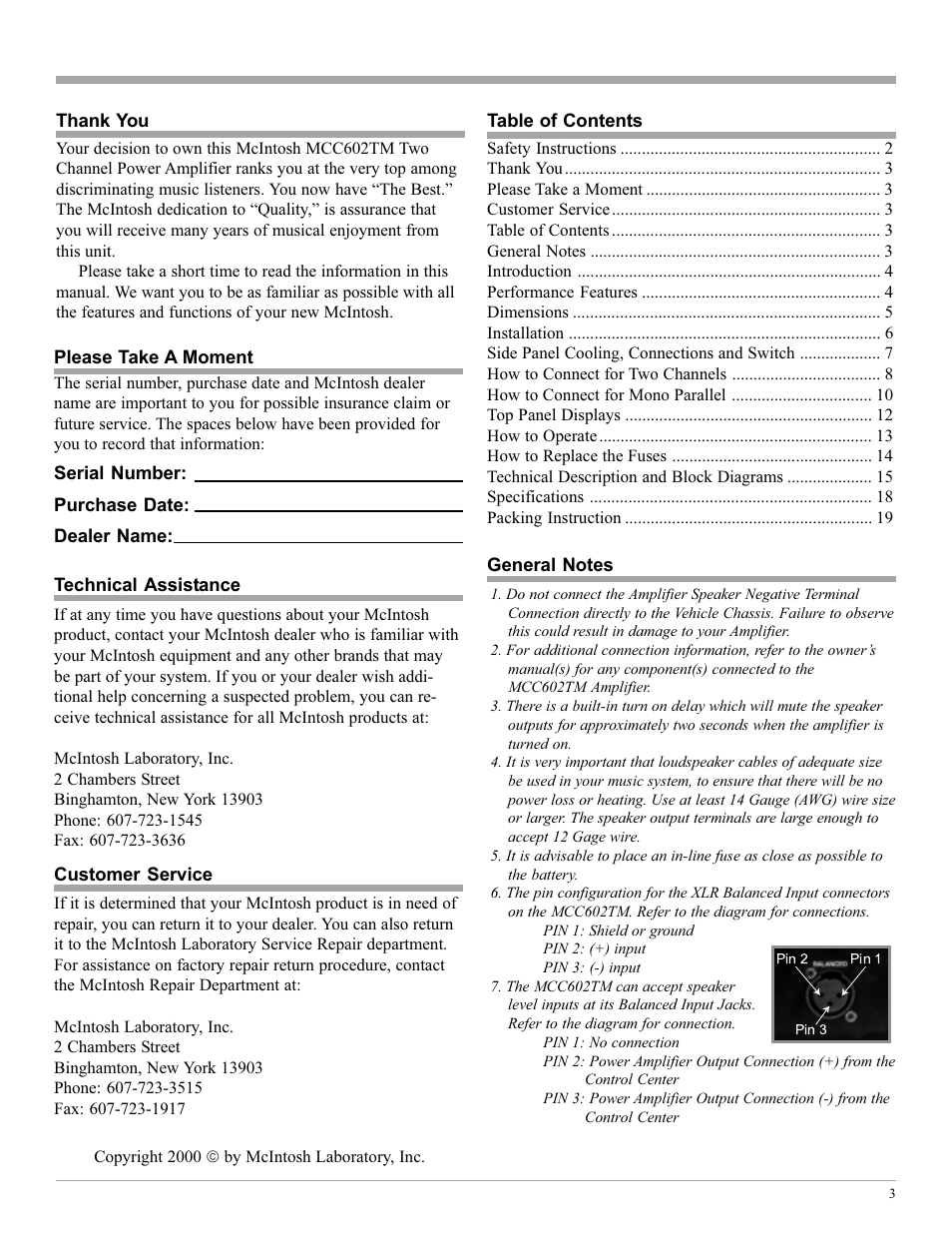 McIntosh MCC602TM User Manual | Page 3 / 20