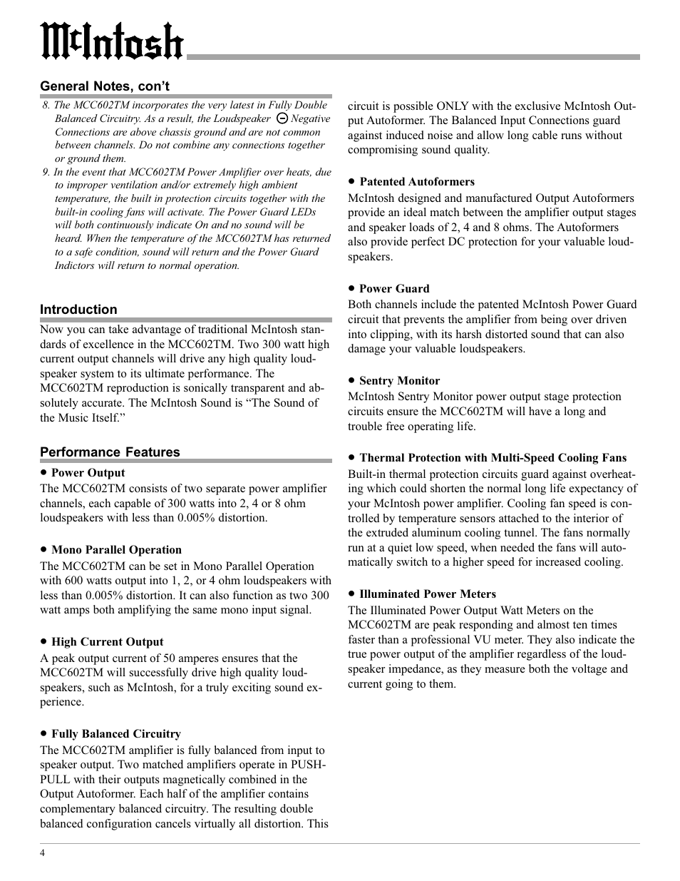 McIntosh MCC602TM User Manual | Page 4 / 20