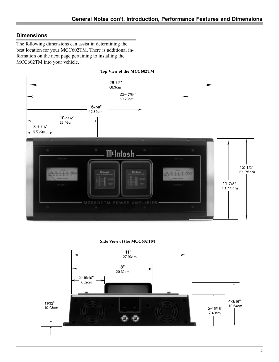 Dimensions | McIntosh MCC602TM User Manual | Page 5 / 20