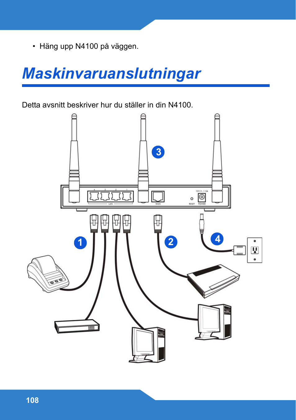 Göra, Maskinvaruanslutningar, För att | Zyxel N4100 User Manual | Page 108 / 140