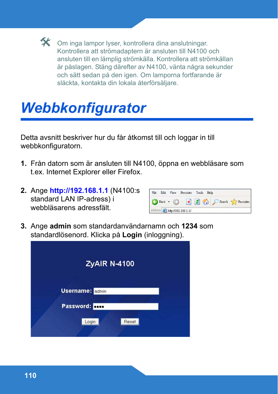 Till, Webbkonfigurator, För a | Zyxel N4100 User Manual | Page 110 / 140