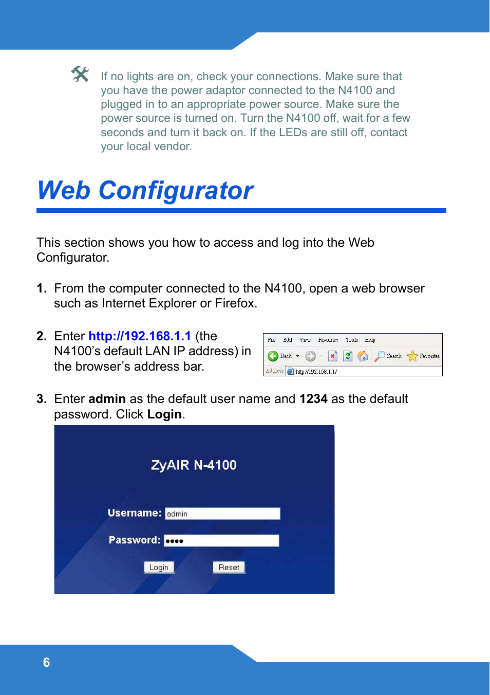 Web configurator, To use the | Zyxel N4100 User Manual | Page 6 / 140