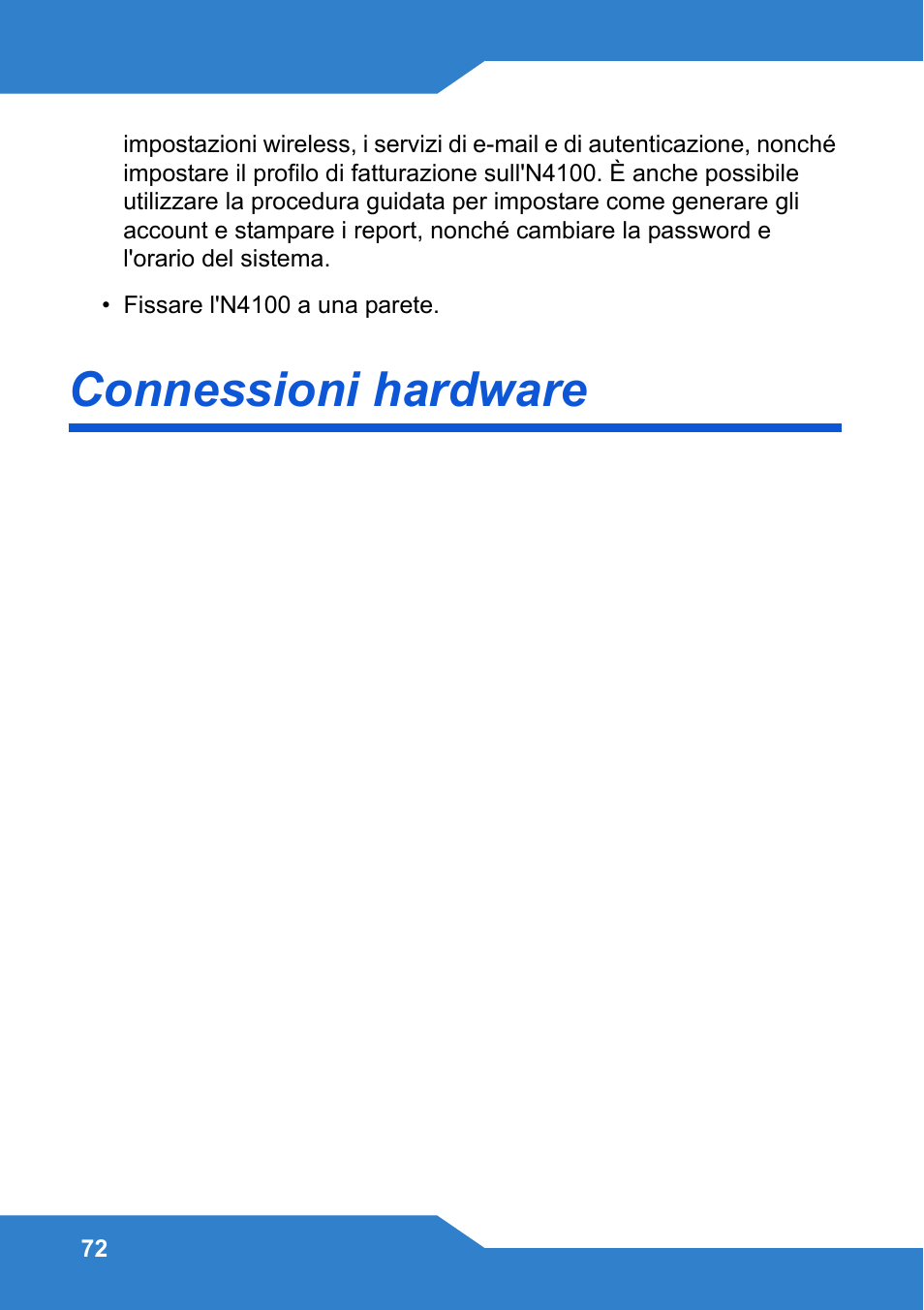 Connessioni hardware, Per inst | Zyxel N4100 User Manual | Page 72 / 140