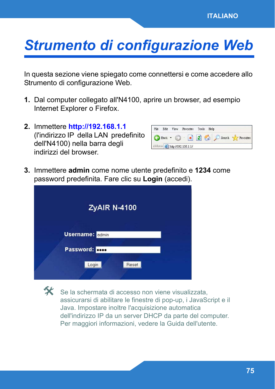 Strumento di configurazione web | Zyxel N4100 User Manual | Page 75 / 140