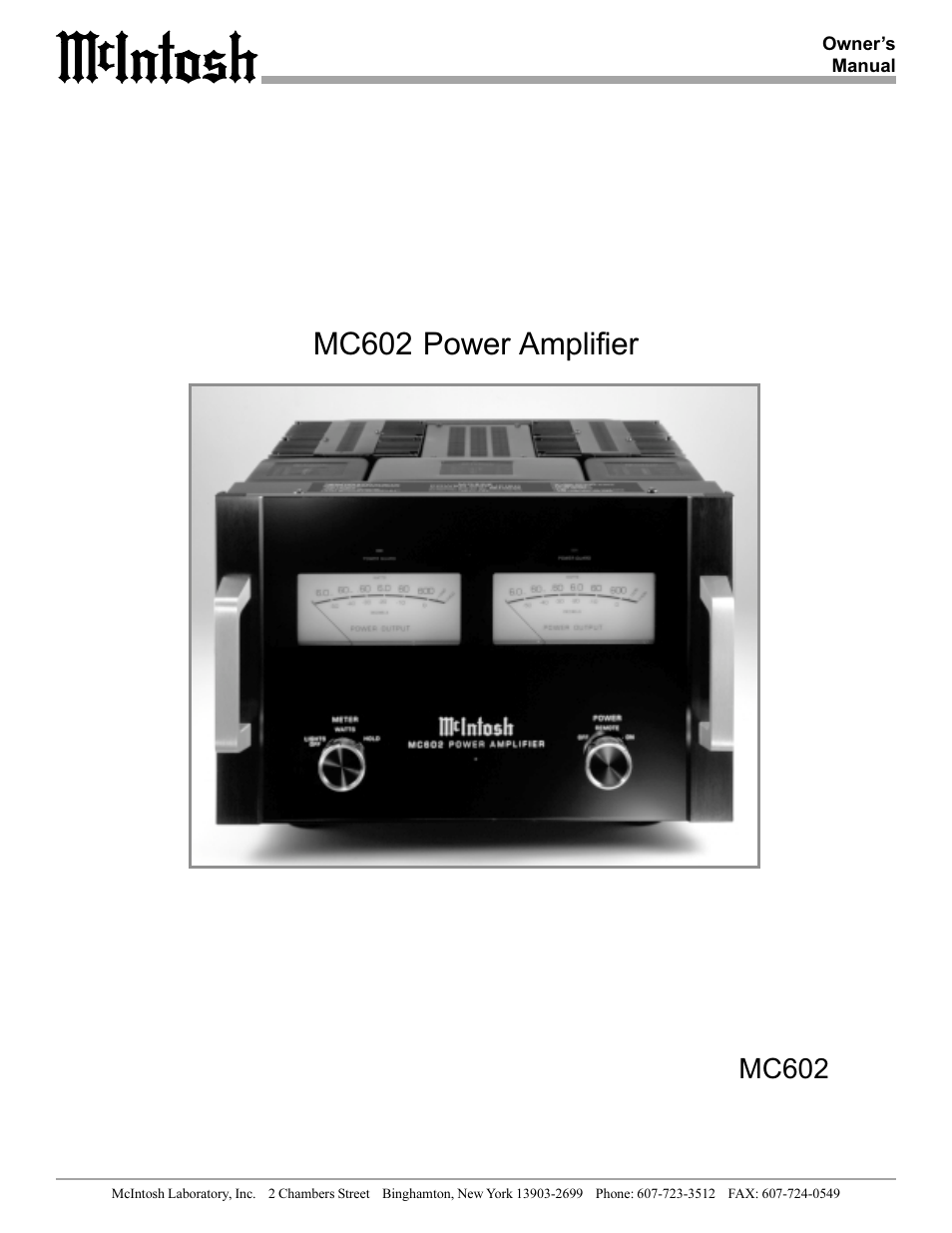 McIntosh MC602 User Manual | 20 pages