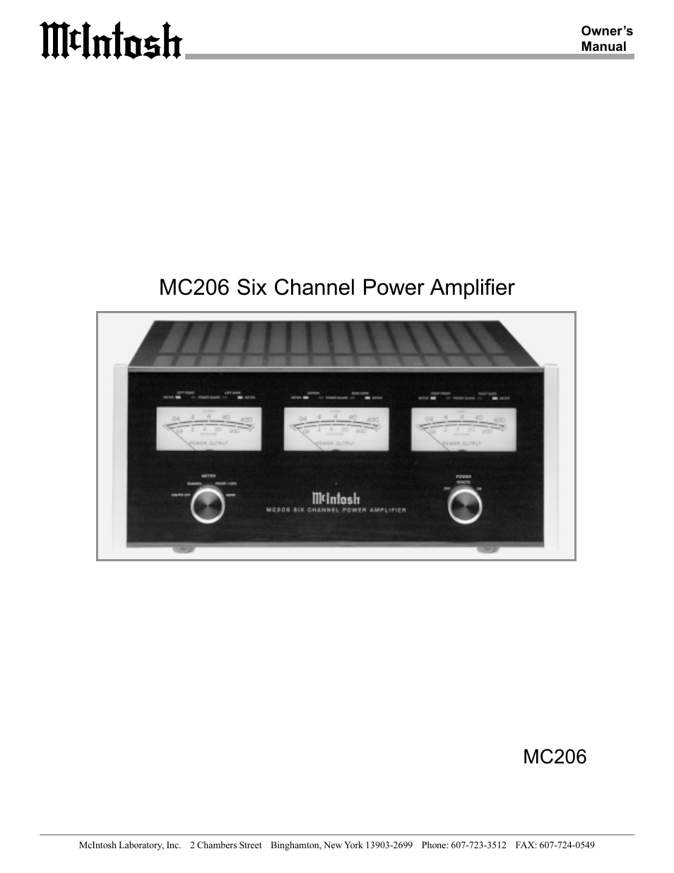 McIntosh MC206 User Manual | 16 pages