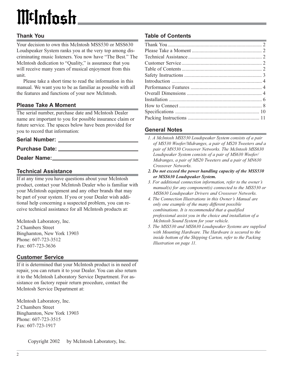 McIntosh MSS630 User Manual | Page 2 / 12