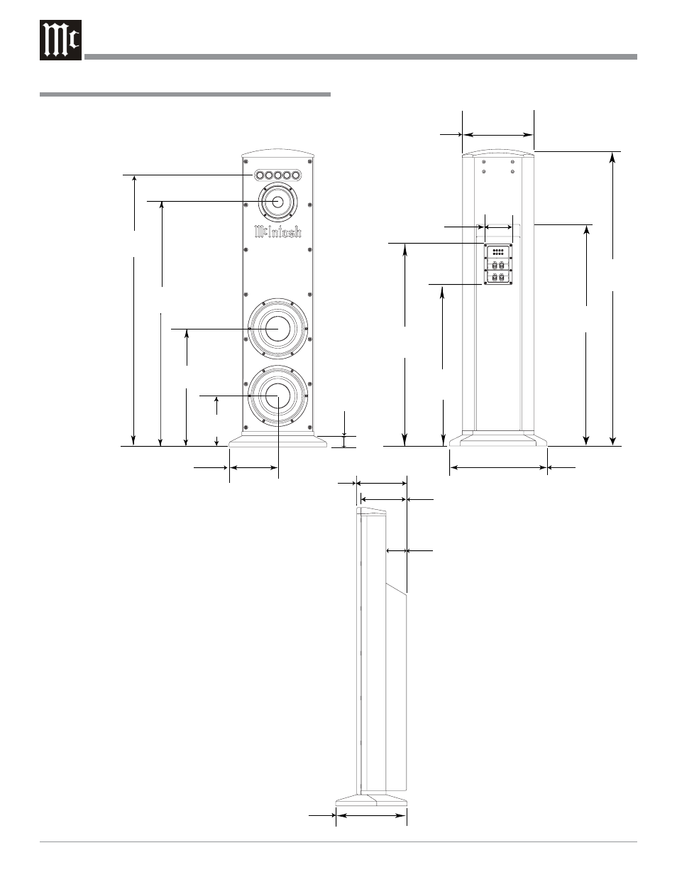 Dimensions, con’t | McIntosh XLS320 User Manual | Page 8 / 28