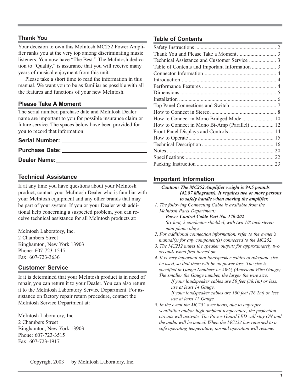 McIntosh MC252 User Manual | Page 3 / 24