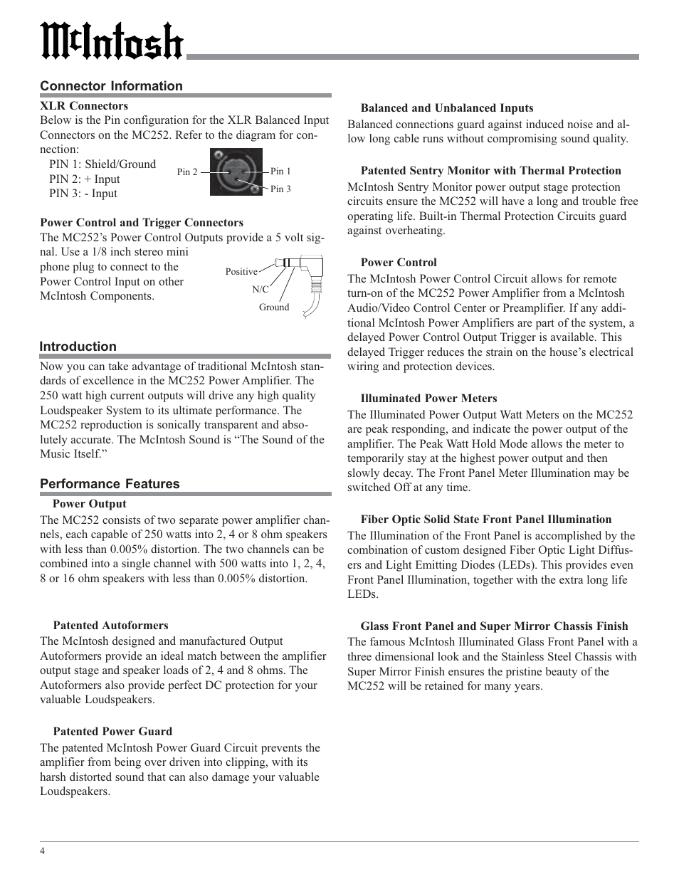 McIntosh MC252 User Manual | Page 4 / 24