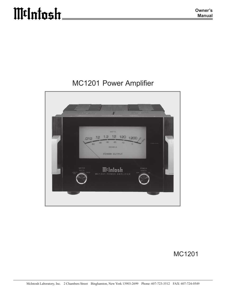 McIntosh MC1201 User Manual | 20 pages