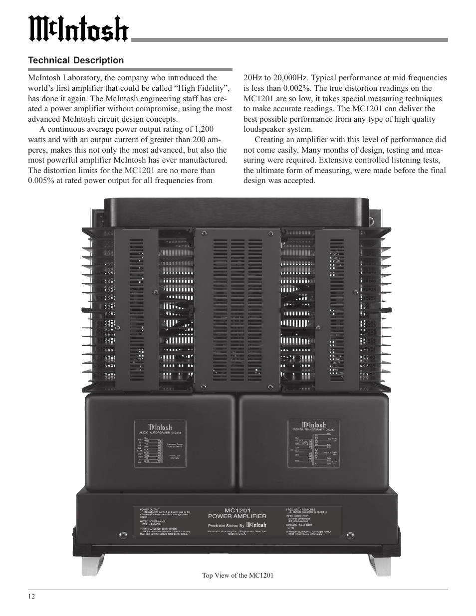 McIntosh MC1201 User Manual | Page 12 / 20