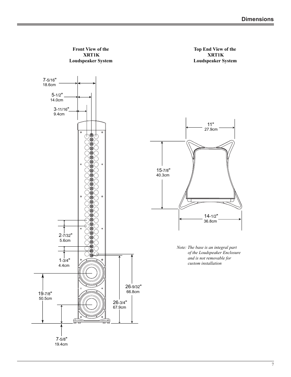 Dimensions | McIntosh XRT1K User Manual | Page 7 / 16