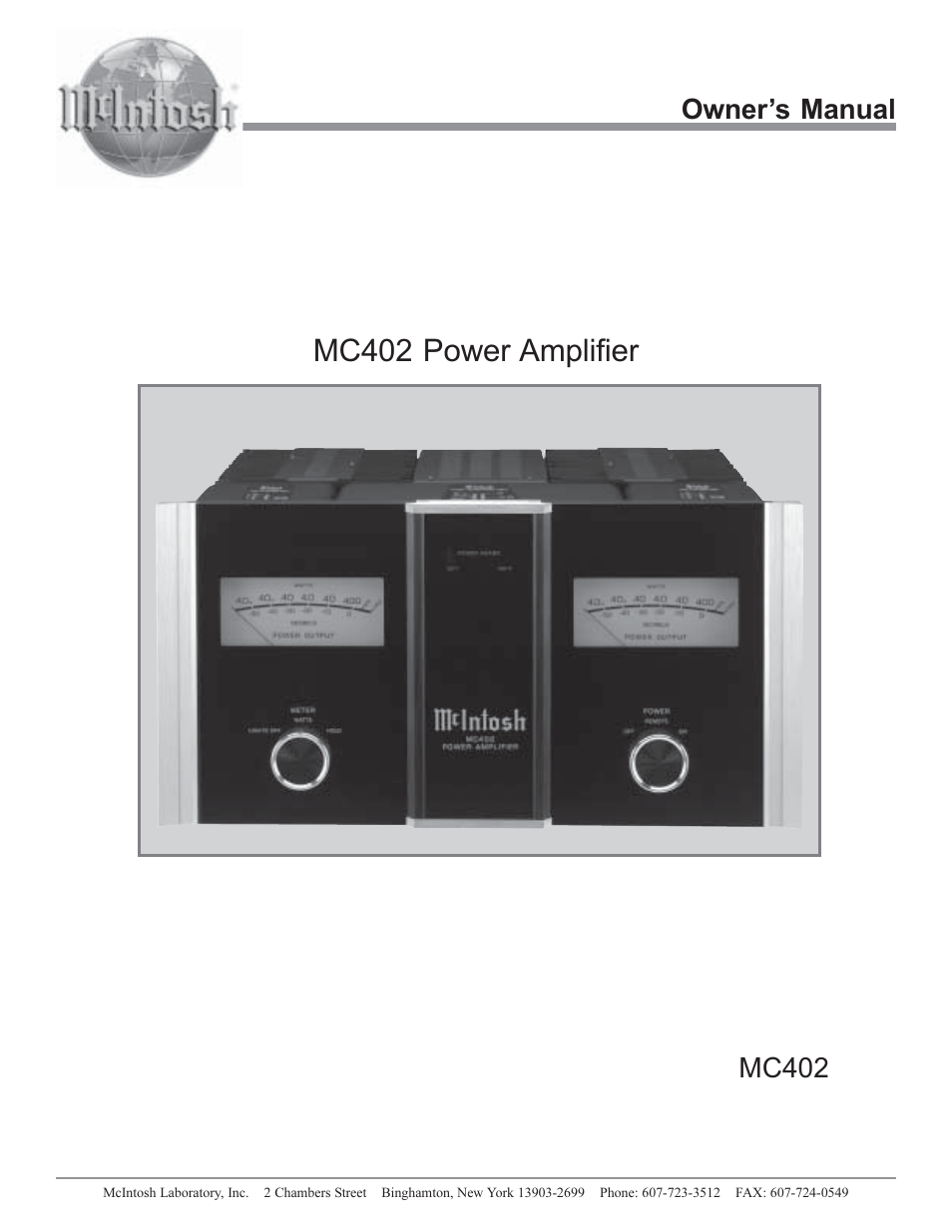 McIntosh MC402 User Manual | 20 pages