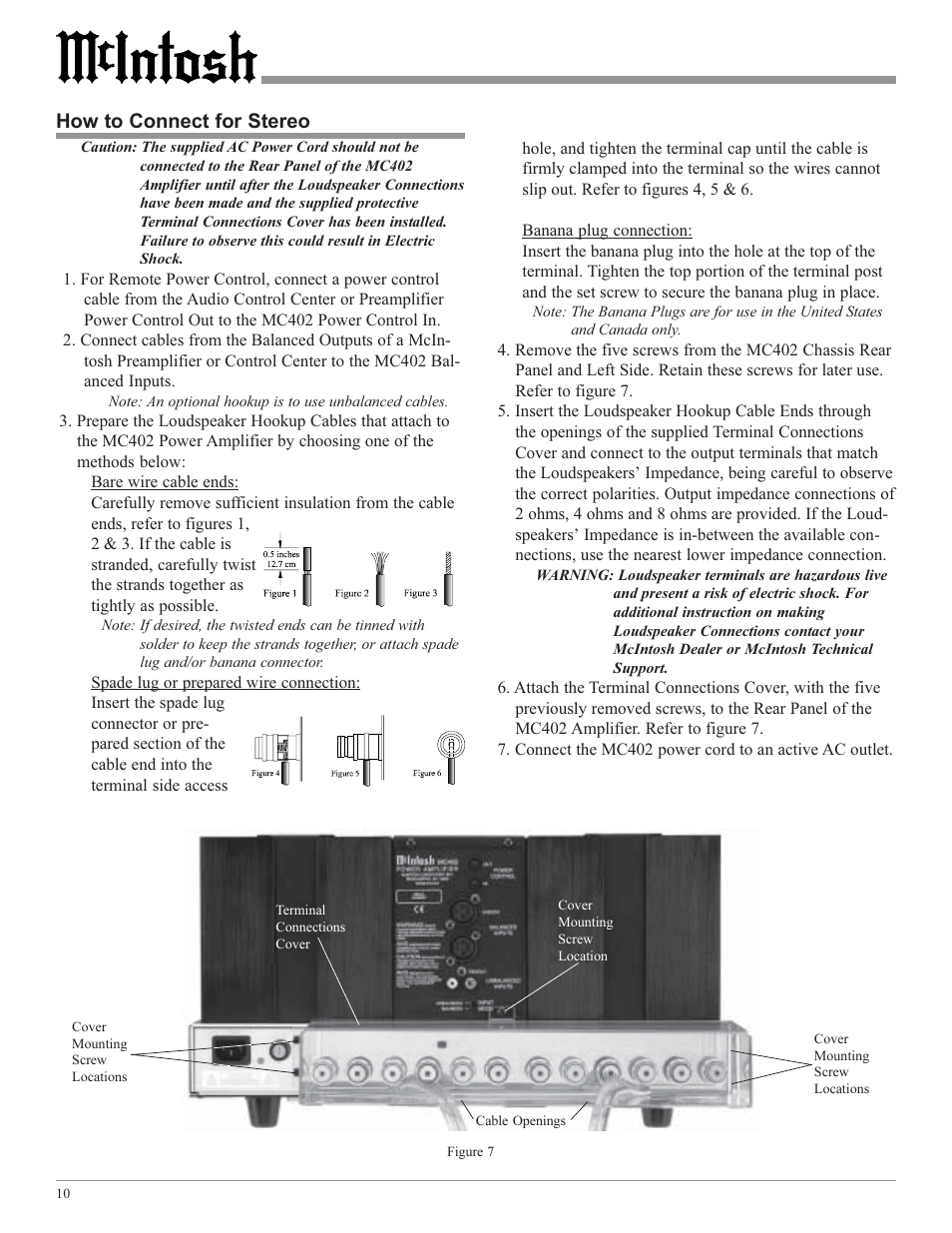 How to connect for stereo | McIntosh MC402 User Manual | Page 10 / 20