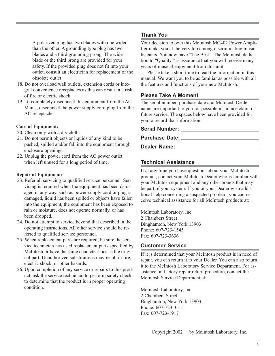 McIntosh MC402 User Manual | Page 3 / 20