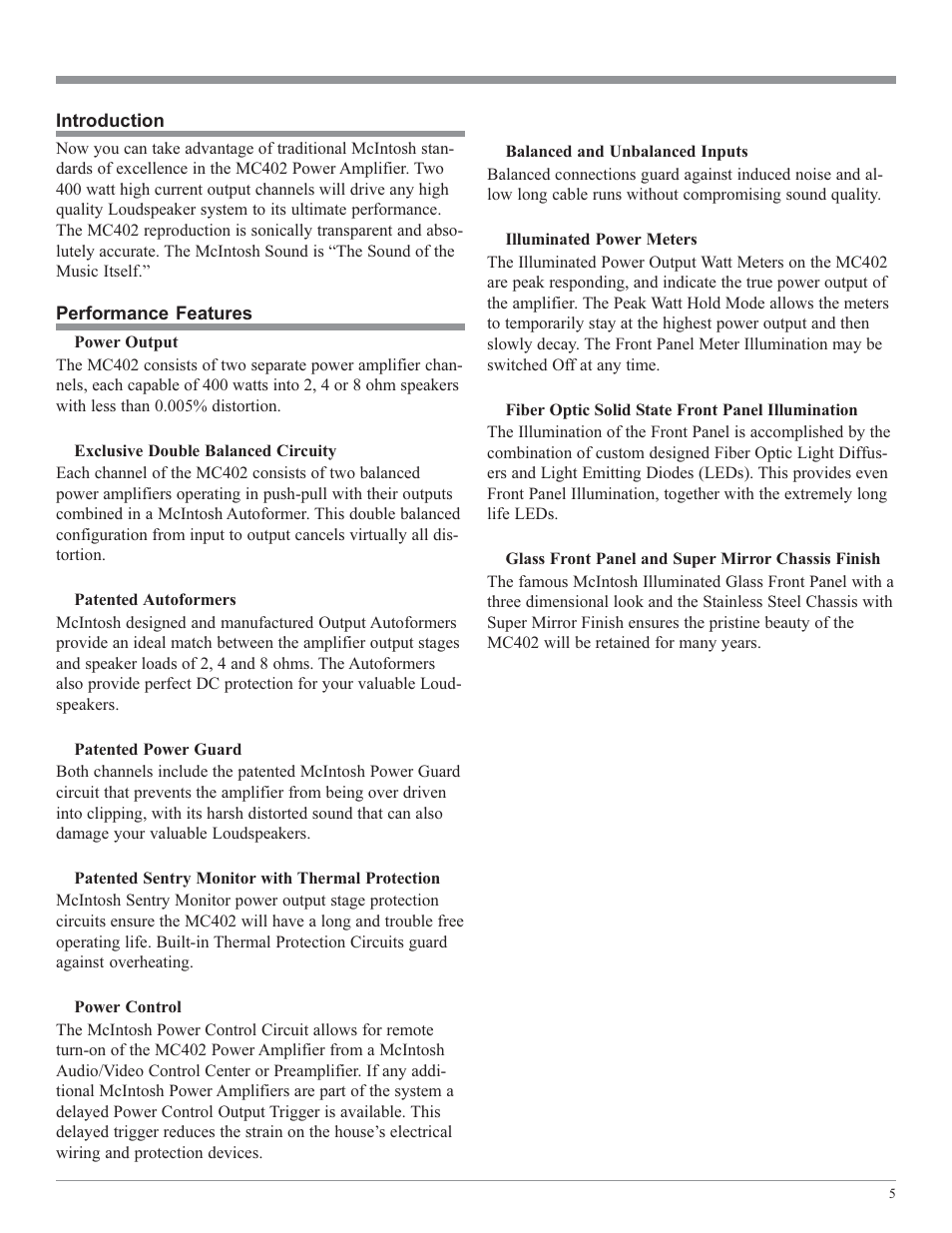 McIntosh MC402 User Manual | Page 5 / 20