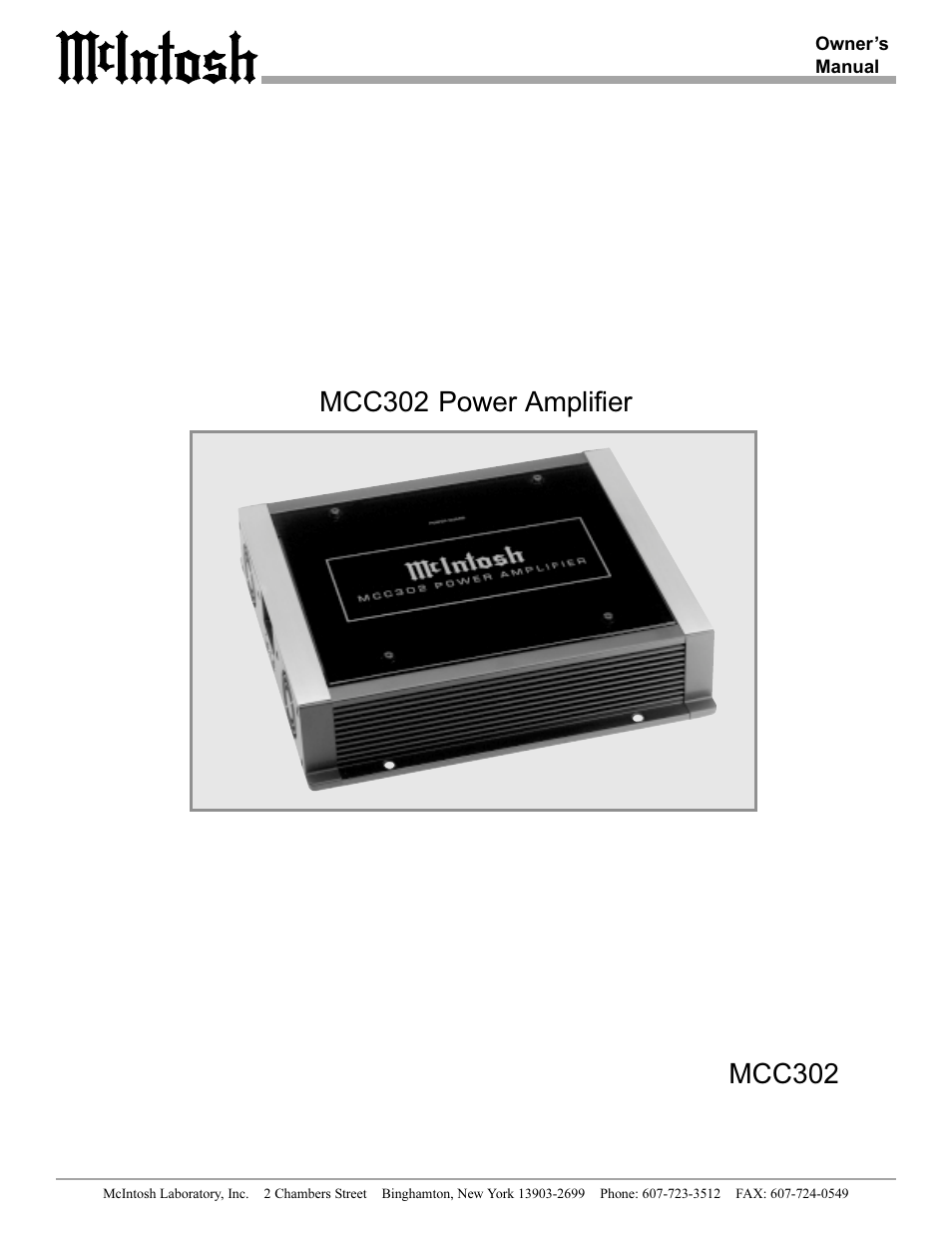 McIntosh MCC302 User Manual | 16 pages