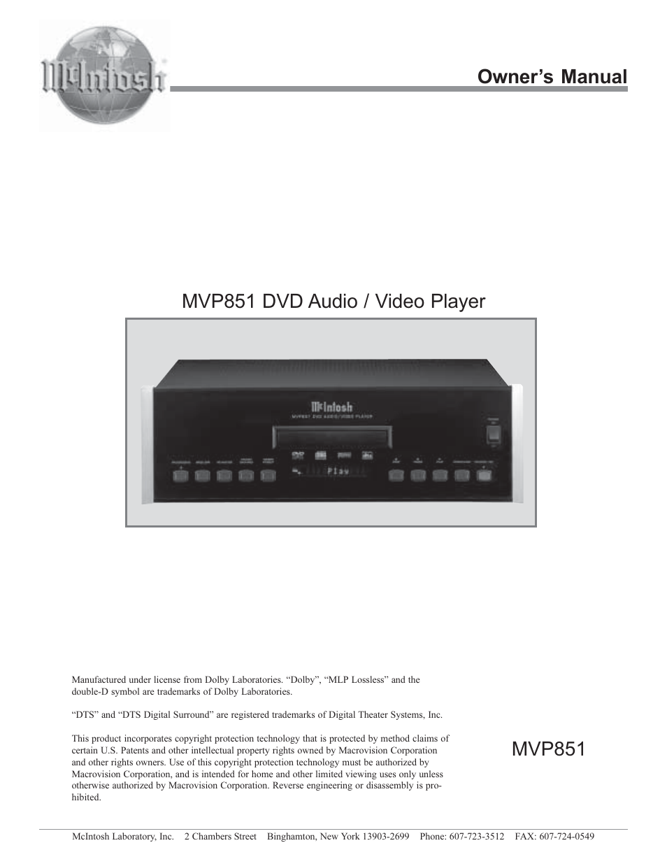 McIntosh MVP851 User Manual | 48 pages