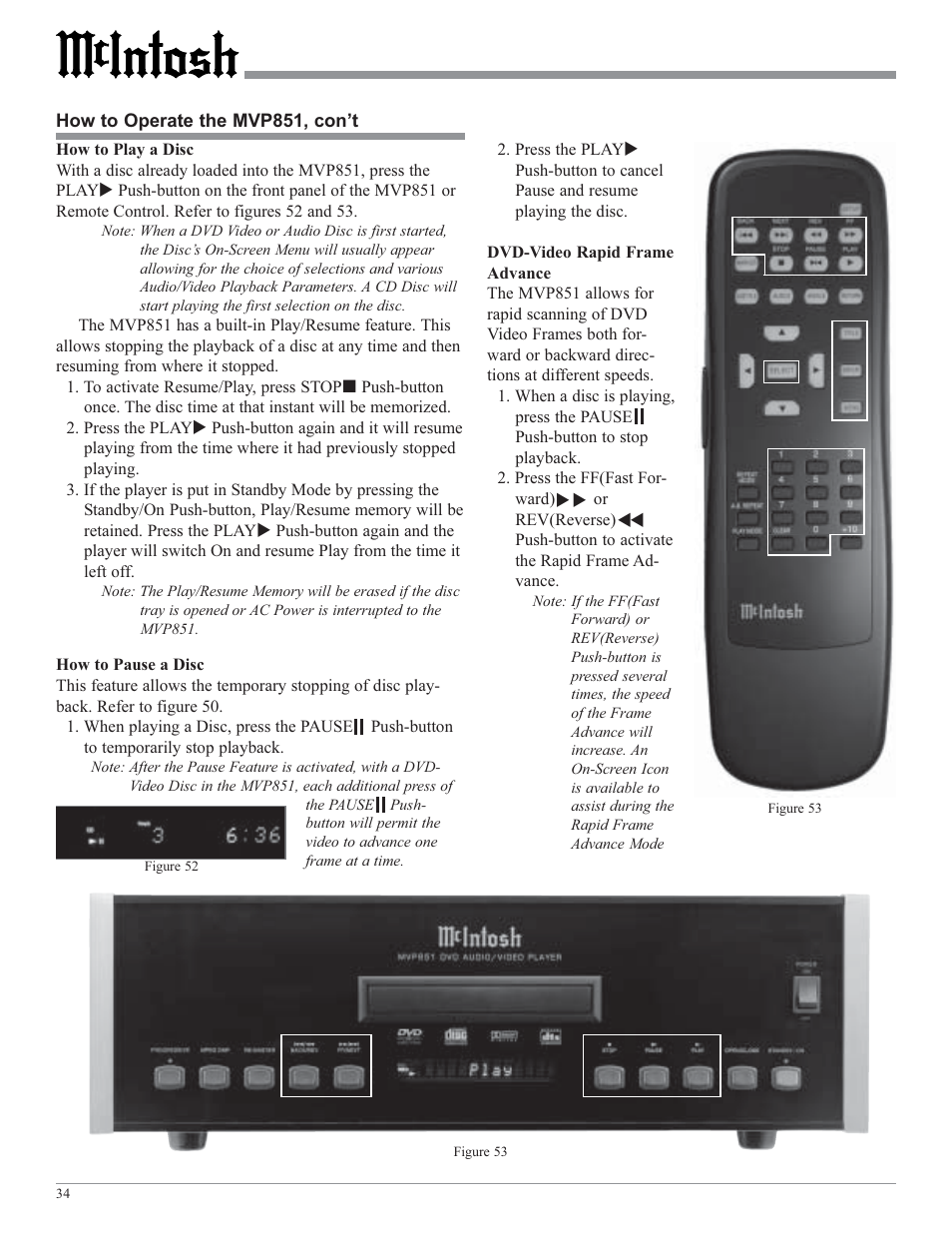 McIntosh MVP851 User Manual | Page 34 / 48