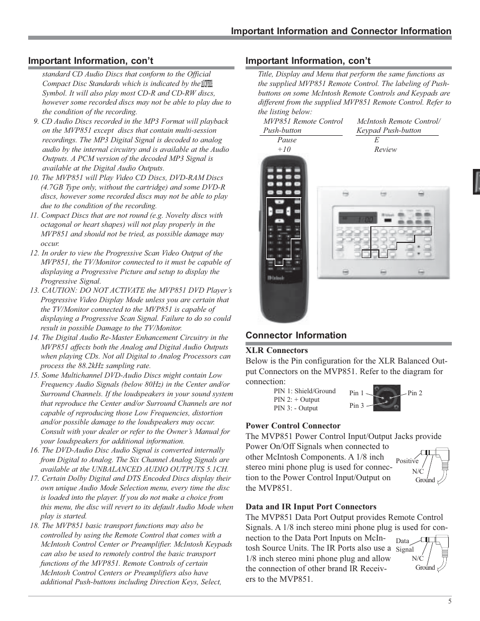 McIntosh MVP851 User Manual | Page 5 / 48