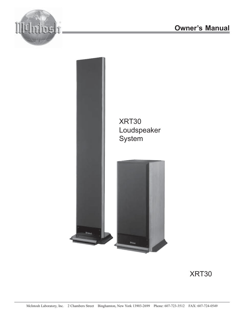 McIntosh XRT30 User Manual | 20 pages