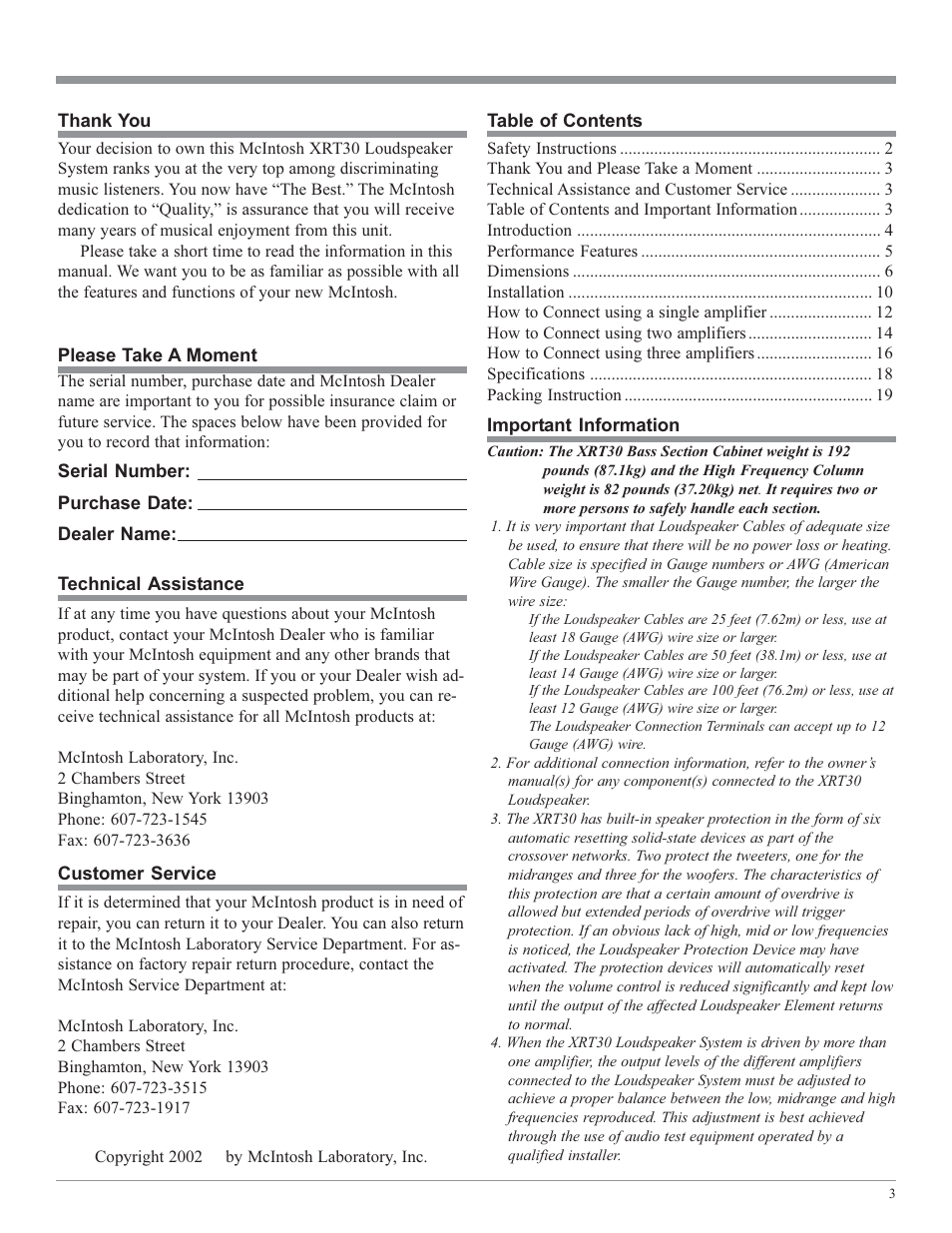 McIntosh XRT30 User Manual | Page 3 / 20