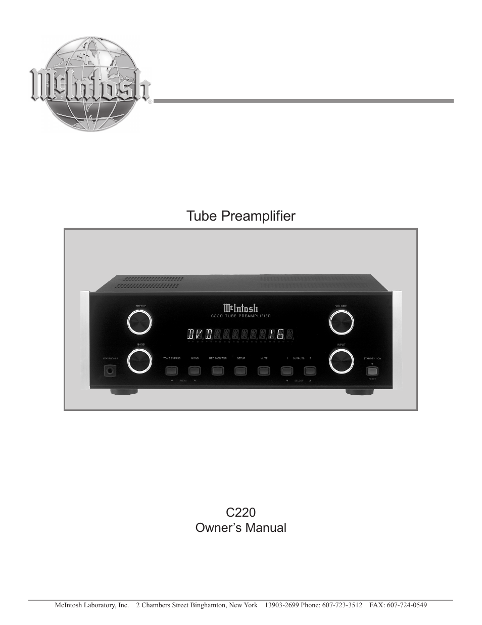 McIntosh C220 User Manual | 20 pages