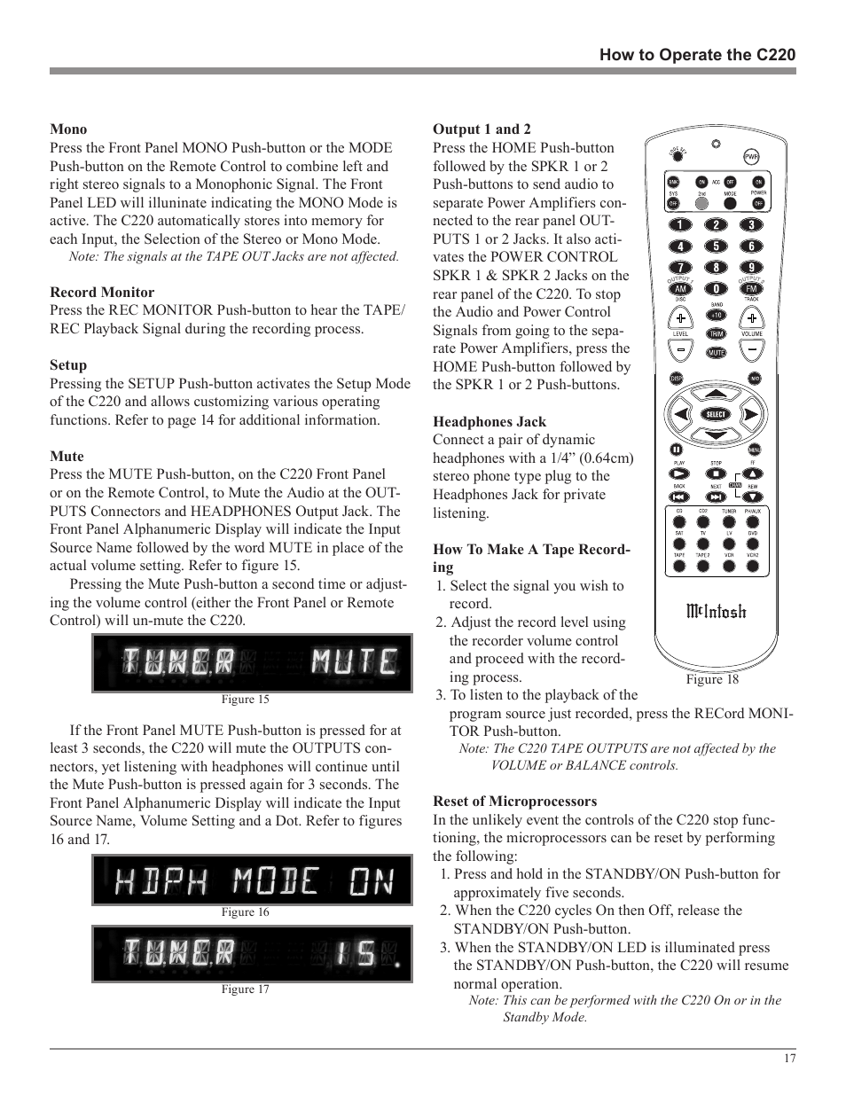McIntosh C220 User Manual | Page 17 / 20