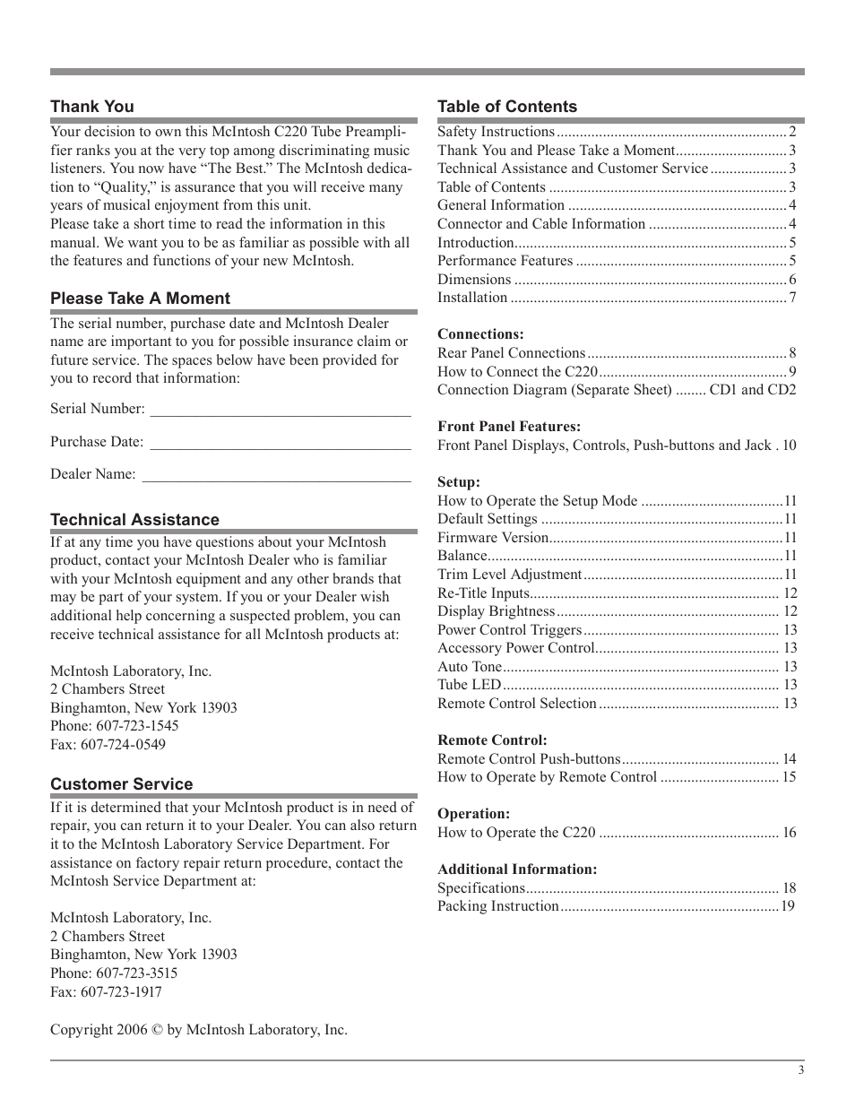 McIntosh C220 User Manual | Page 3 / 20