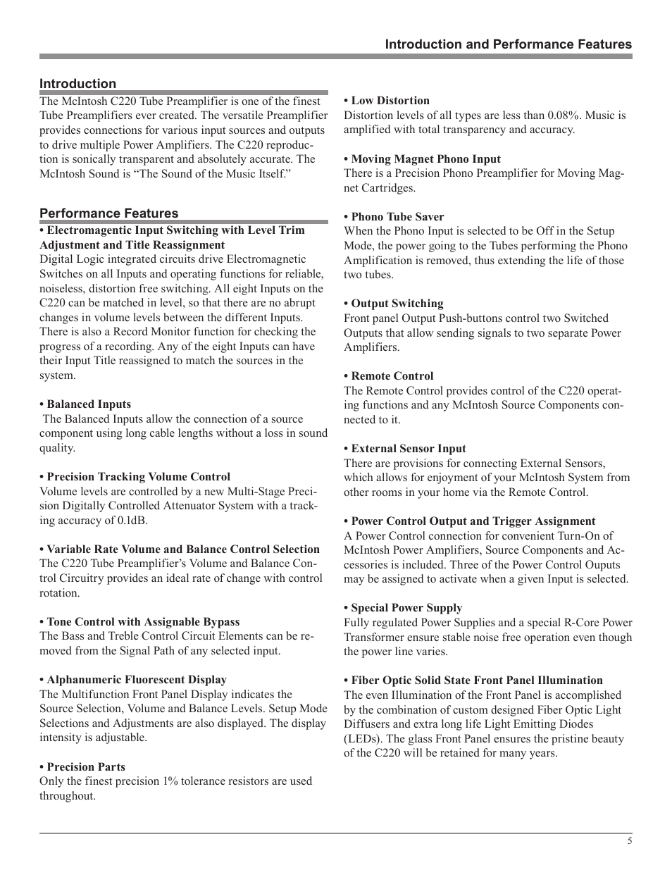 McIntosh C220 User Manual | Page 5 / 20