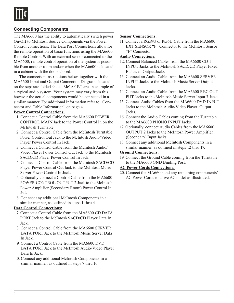McIntosh MA6600 User Manual | Page 8 / 24