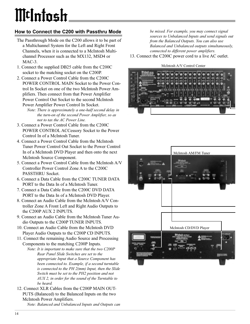 McIntosh C200 User Manual | Page 14 / 28