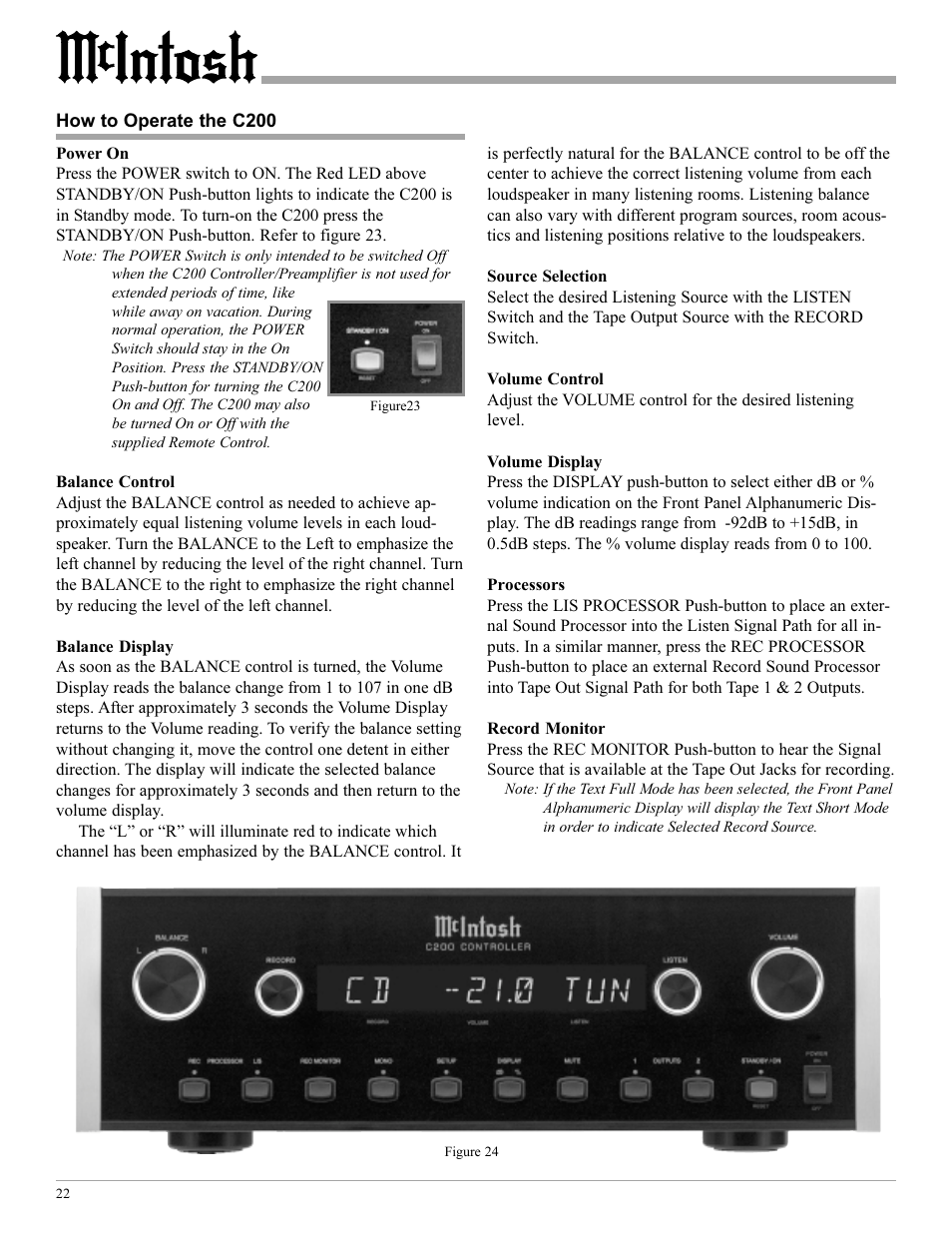 McIntosh C200 User Manual | Page 22 / 28