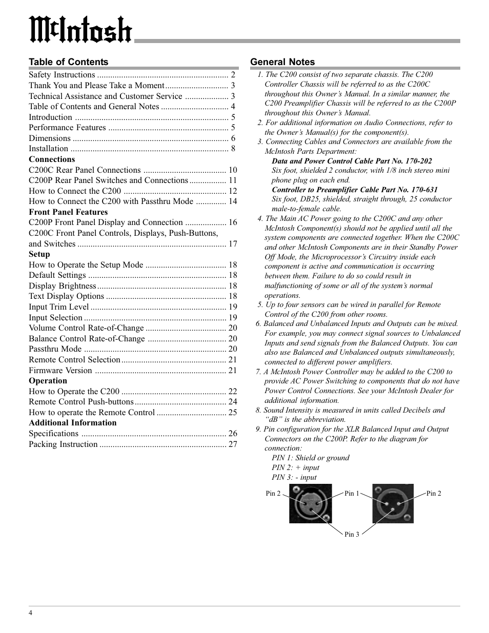 McIntosh C200 User Manual | Page 4 / 28