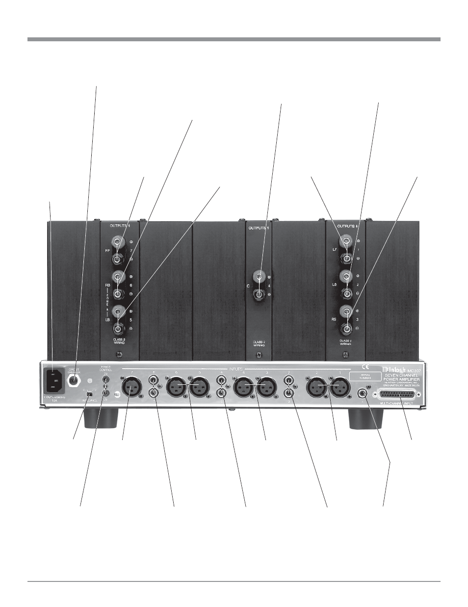 Rear panel connections and switch | McIntosh MC207 User Manual | Page 7 / 24