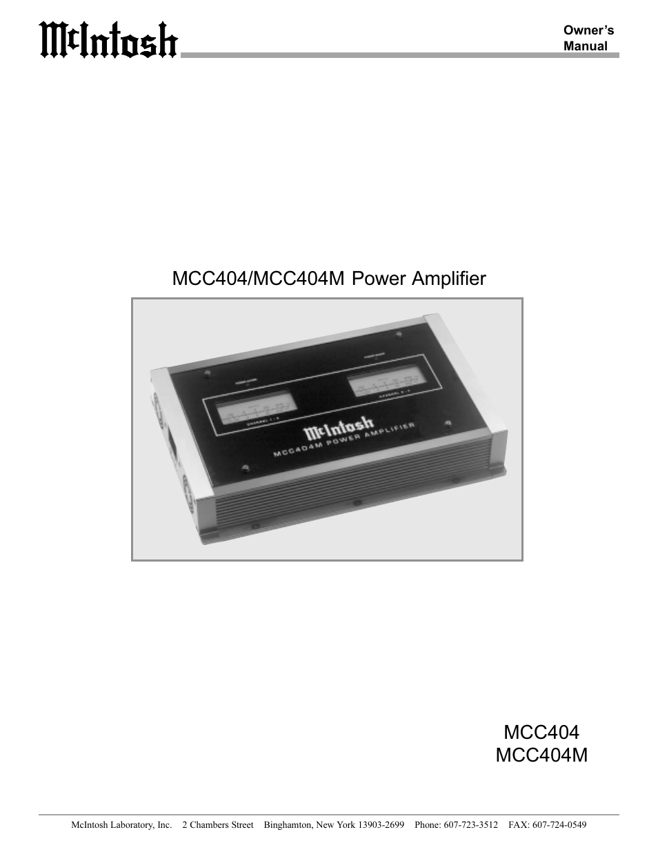 McIntosh MCC404/MCC404M User Manual | 20 pages