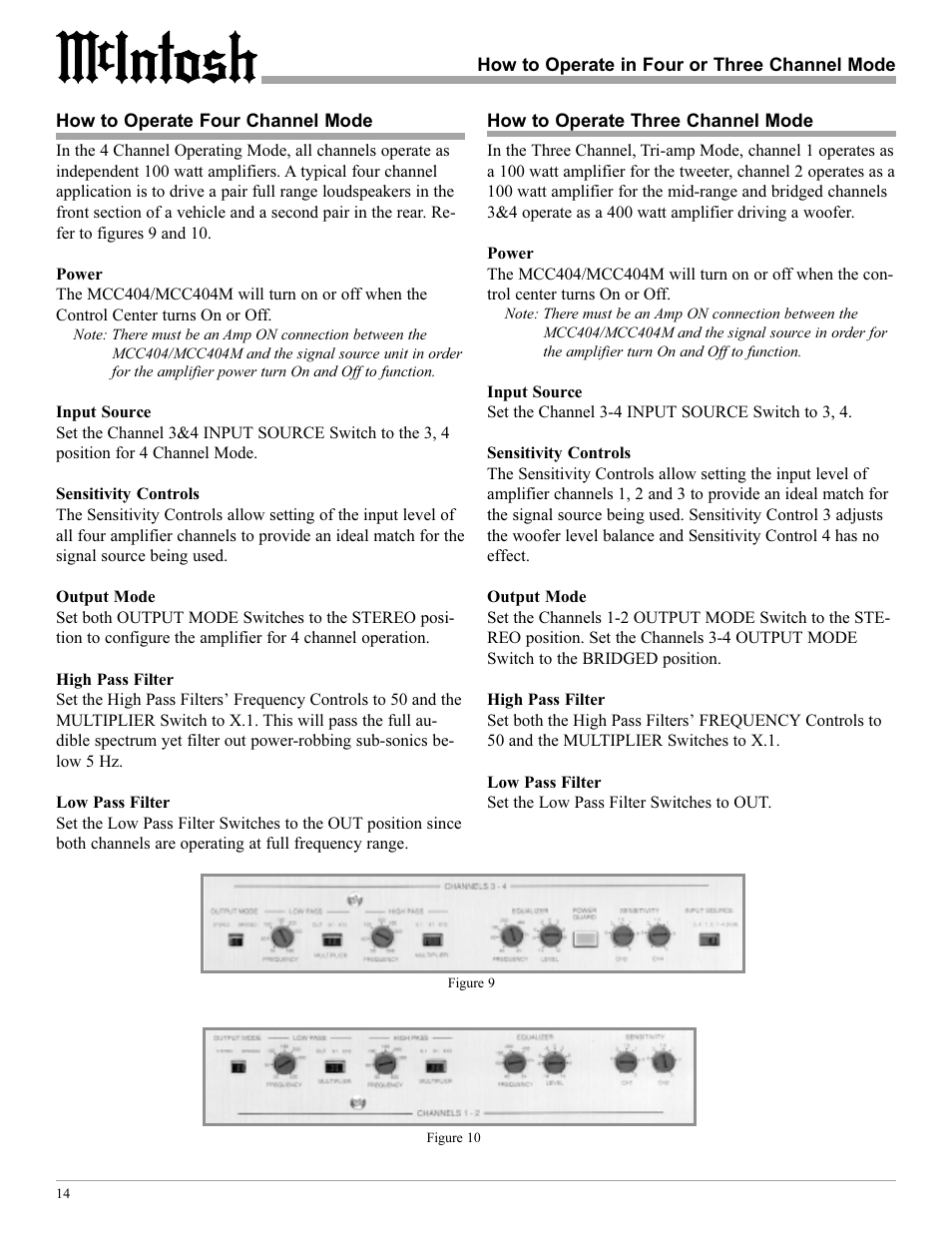 McIntosh MCC404/MCC404M User Manual | Page 14 / 20