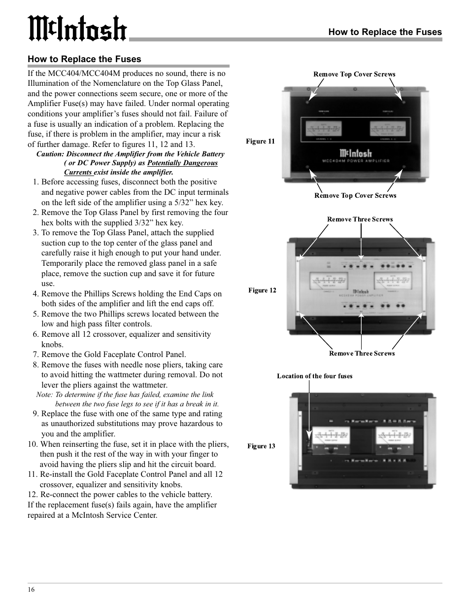 McIntosh MCC404/MCC404M User Manual | Page 16 / 20