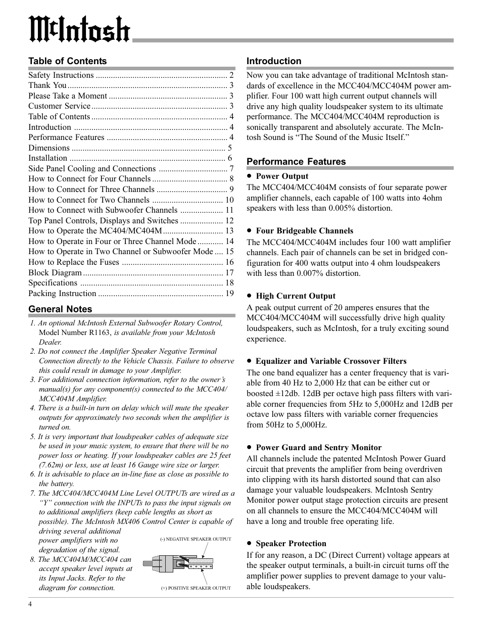 McIntosh MCC404/MCC404M User Manual | Page 4 / 20