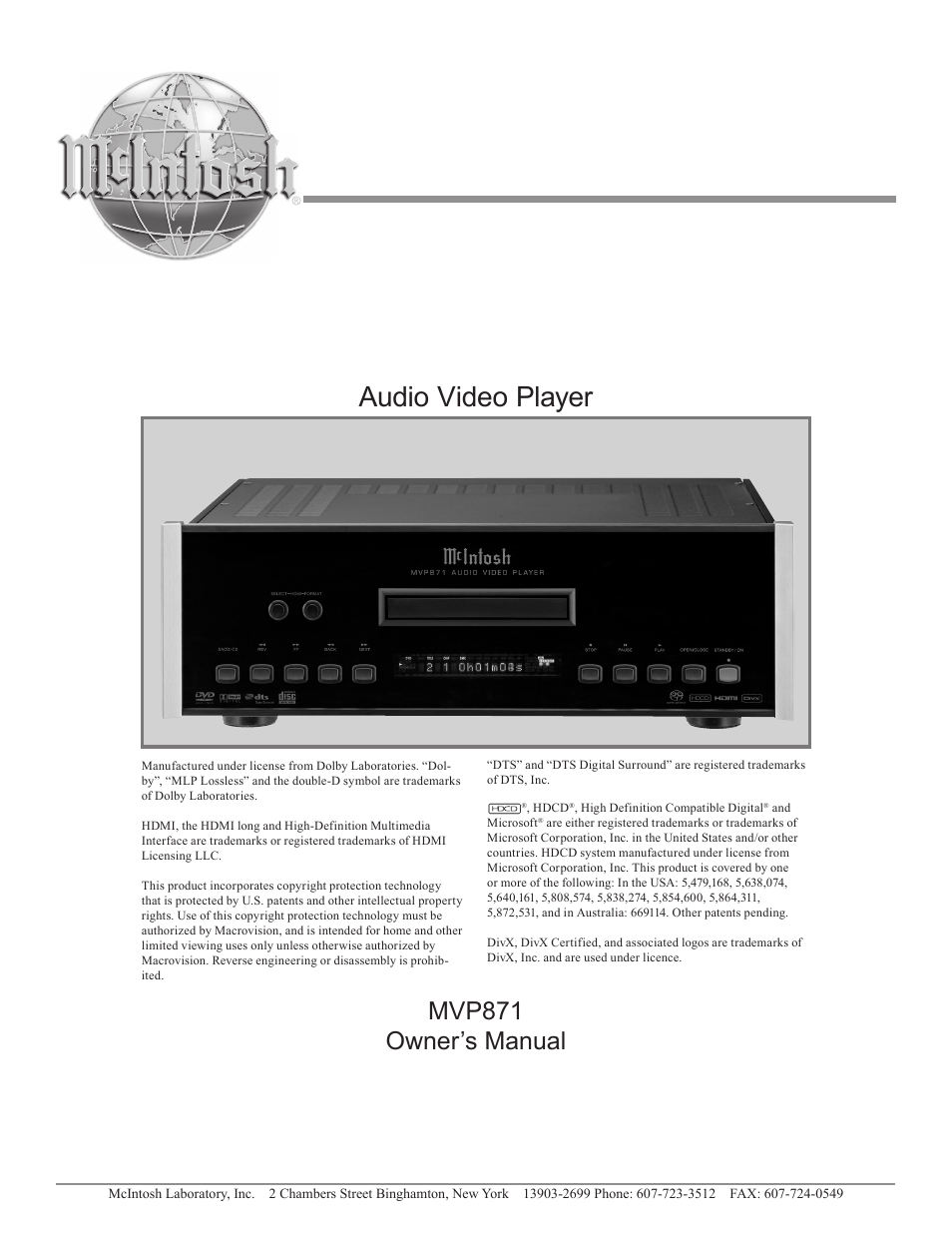 McIntosh MVP871 User Manual | 52 pages