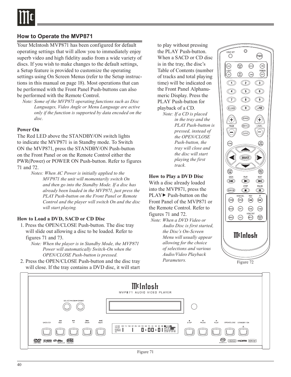 McIntosh MVP871 User Manual | Page 40 / 52