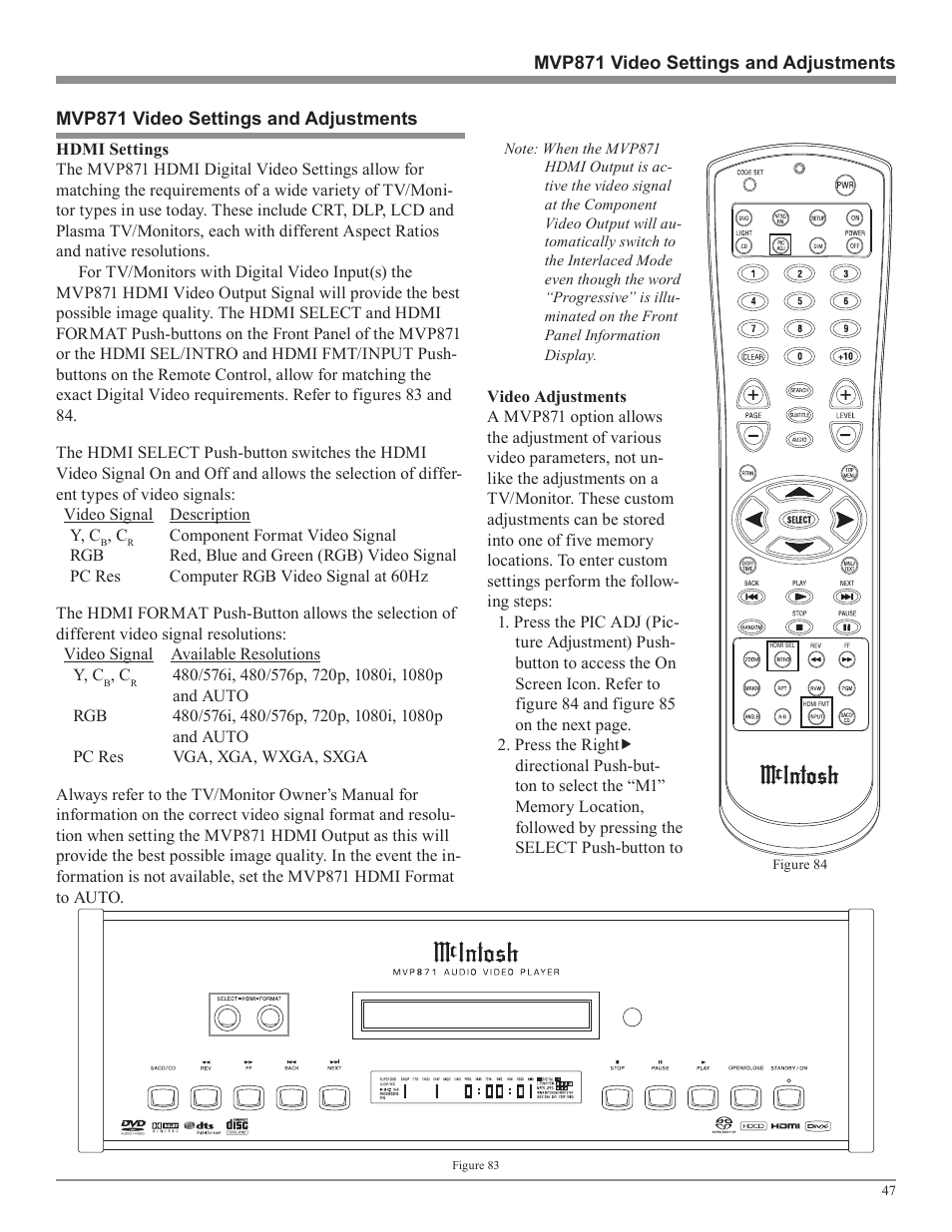 McIntosh MVP871 User Manual | Page 47 / 52