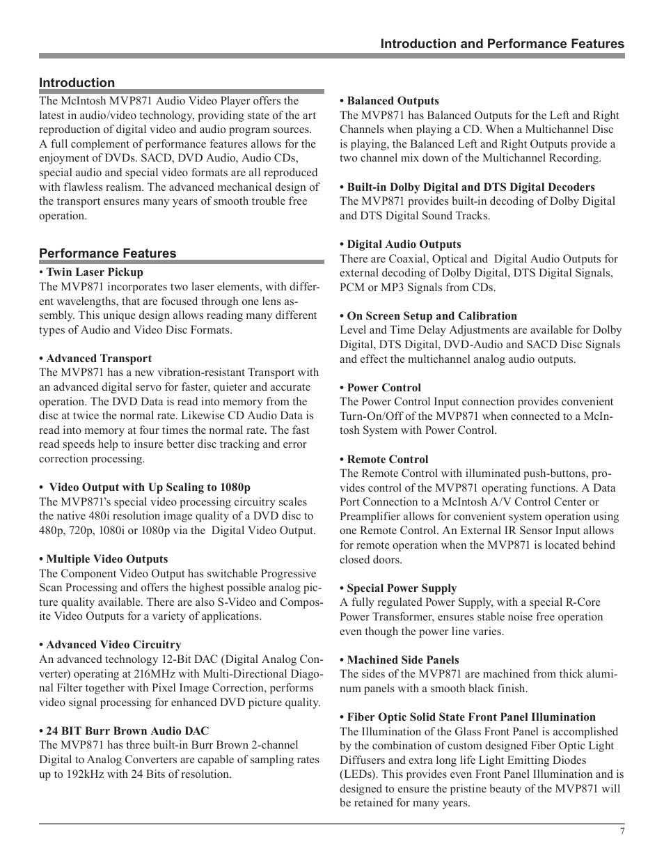 McIntosh MVP871 User Manual | Page 7 / 52