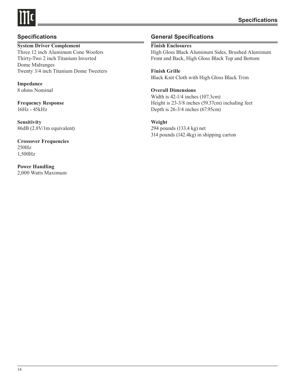 McIntosh XCS2K User Manual | Page 18 / 20