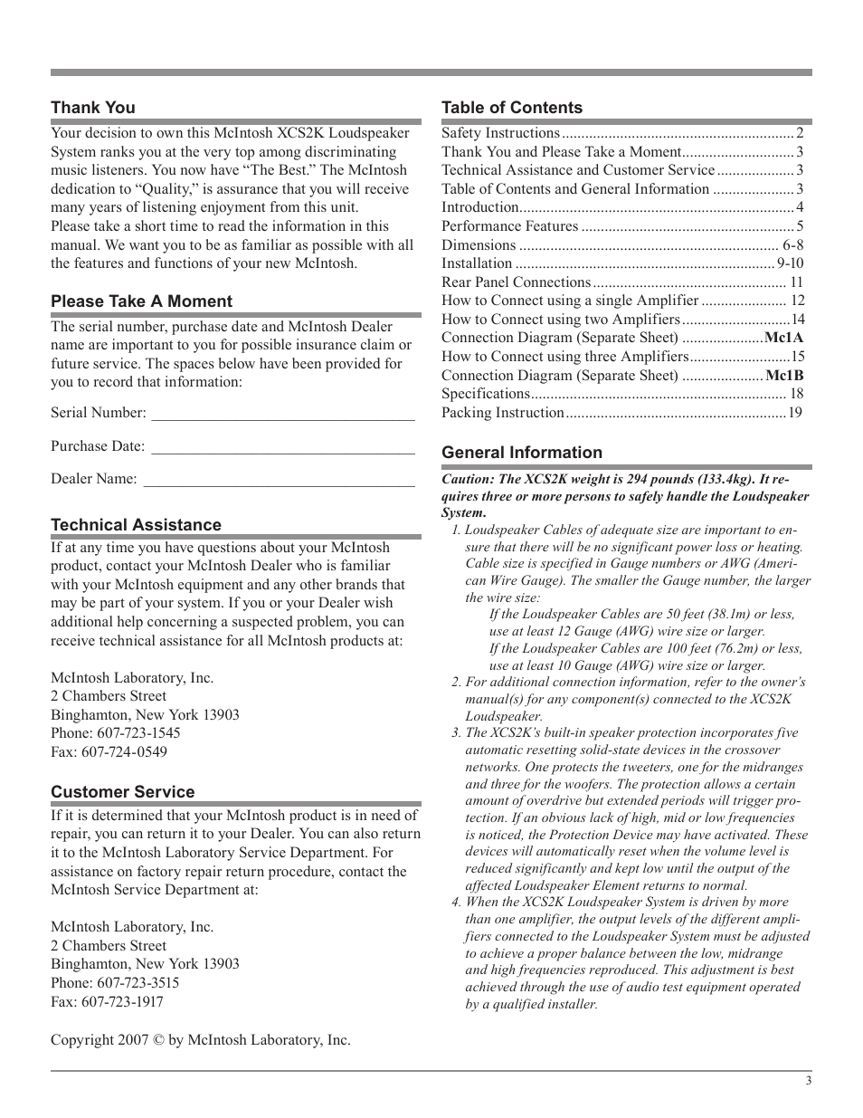 McIntosh XCS2K User Manual | Page 3 / 20