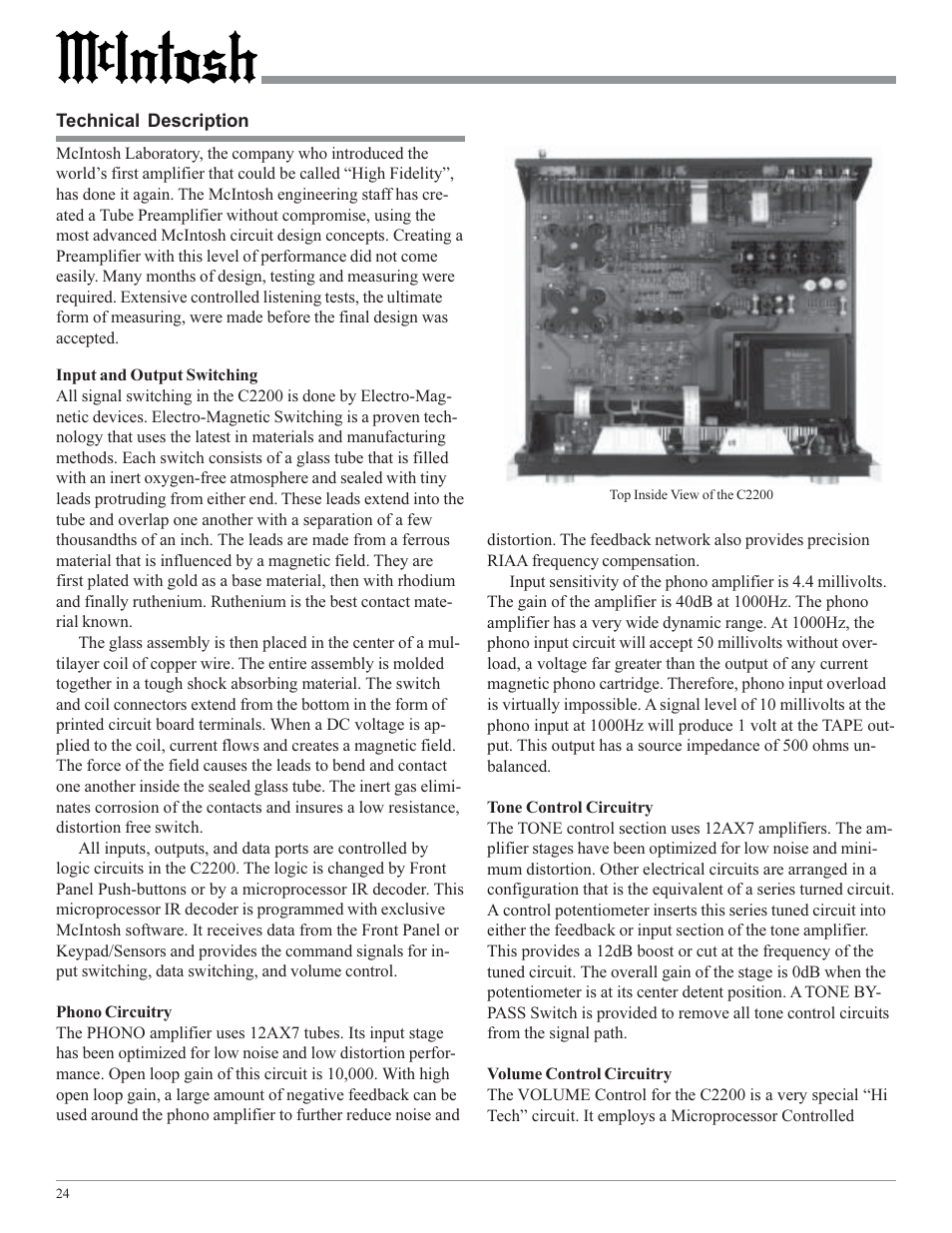 McIntosh C2200 User Manual | Page 24 / 28